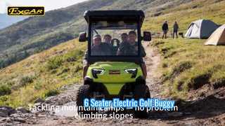 Un examen plus approfondi : Buggy de golf électrique surélevé à 6 places multi-usage avec siège arrière rabattable, couleur personnalisable