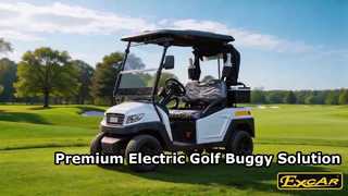 Petit chariot de golf électrique Buggy EXCAR 2 places M1S2 blanc avec vitrine de pare-brise PC